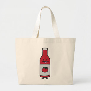 Ketchup Bottle Tomato Sauce Table condiment fancy Large Tote Bag