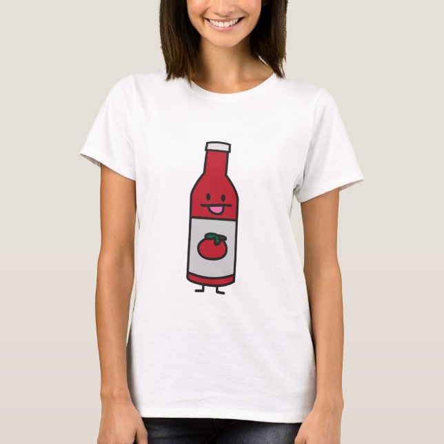Ketchup Bottle Tomato Sauce Table condiment fancy T-Shirt (Front)