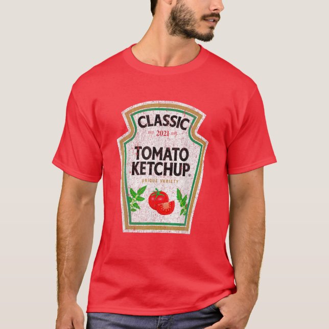 Ketchup Costume Condiments Couples Group Halloween T-Shirt (Front)