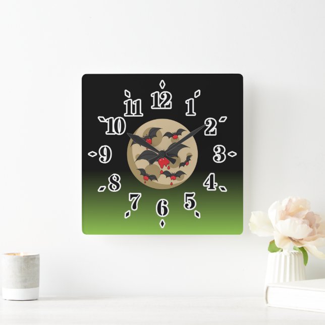 Ketchup Eater Vampire Bats Square Wall Clock (Home)