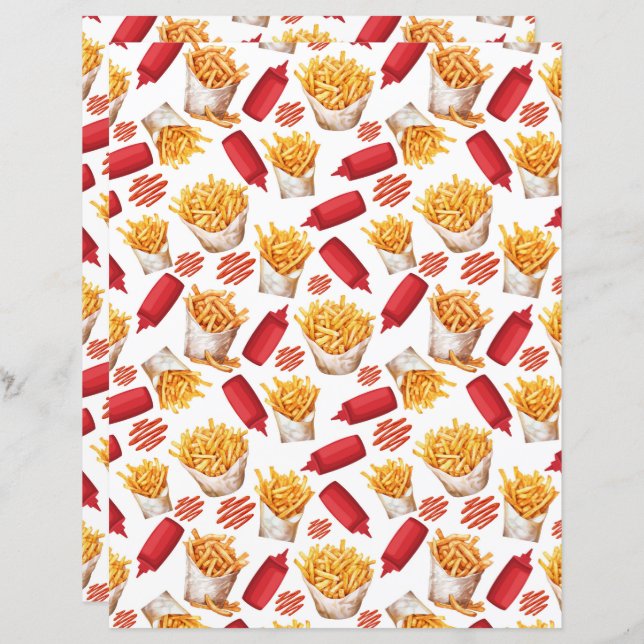 Ketchup & French Scrapbook Paper (Front/Back)