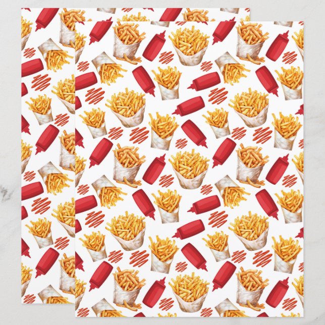 Ketchup & Fries Scrapbook Paper (Front/Back)