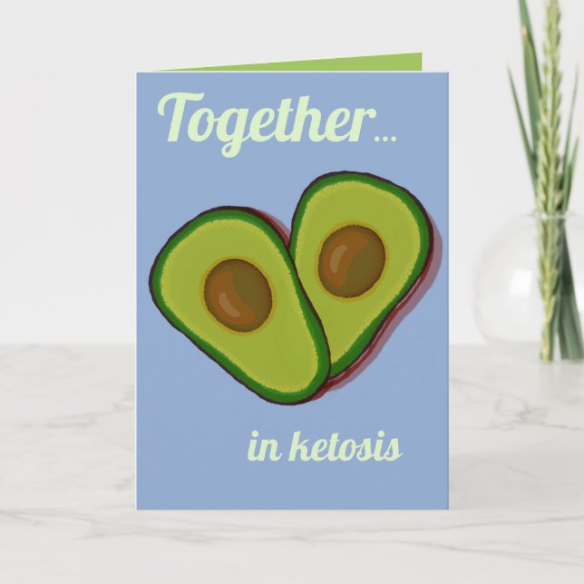 Keto Couple Green Avocado Heart in Love Thank You Card (Front)
