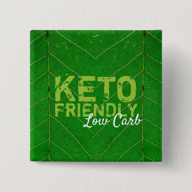 Keto Friendly Low Carb 15 Cm Square Badge (Front)