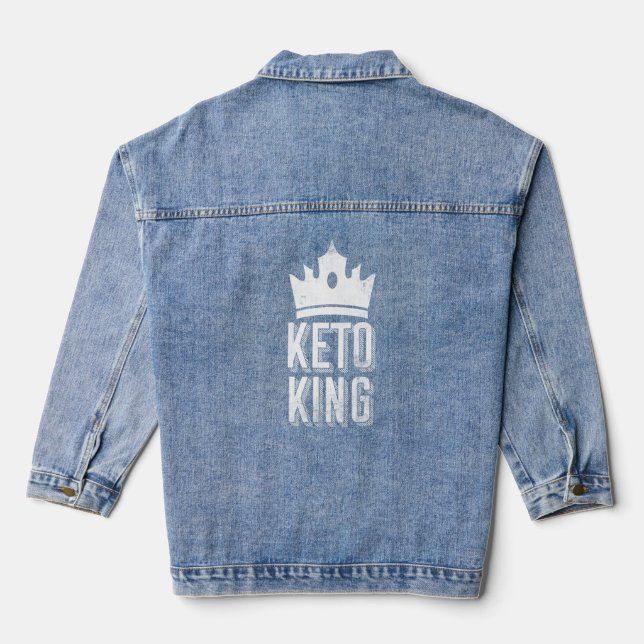 Keto King Ketogenic Diet Low Carb Men  Ketosis  Denim Jacket (Back)