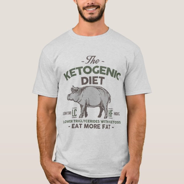 KETOGENIC DIET: Eat Fat - Triglycerides, Camo Pig T-Shirt (Front)
