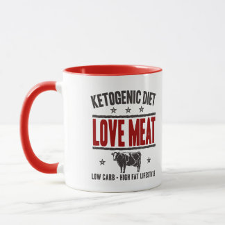 KETOGENIC DIET: Love Meat - Low Carb Life, Red Cow Mug