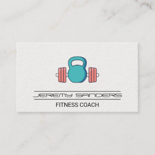 Kettle Bell Barbell Gym Weights   Fitness Trainer Business Card