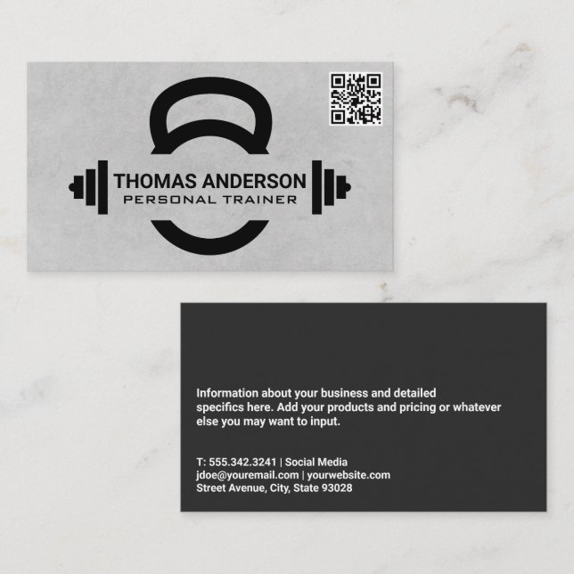 Kettle Bell | Barbell | QR Code Business Card (Front/Back)