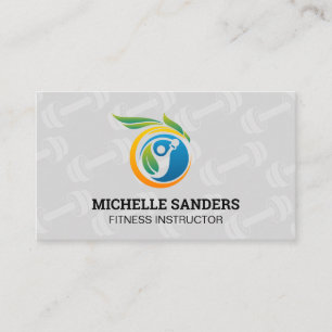 Kettle Bell Fitness Logo   Dumbbell Pattern  Business Card