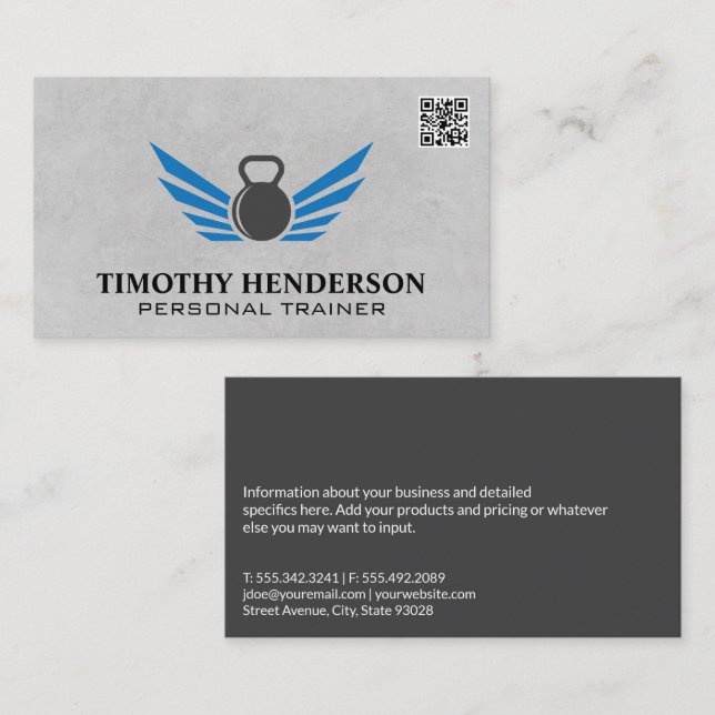 Kettle Bell | Fitness QR Code Option Business Card (Front/Back)