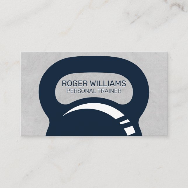 Kettle Bell | Grey Texture Background Business Card (Front)