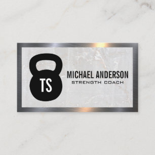 Kettle Bell Logo   Concrete   Metal Business Card
