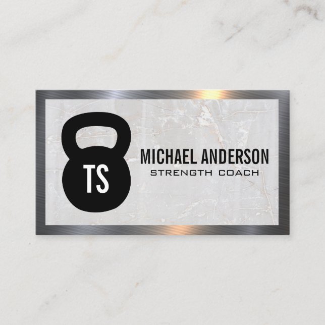 Kettle Bell Logo | Concrete | Metal Business Card (Front)