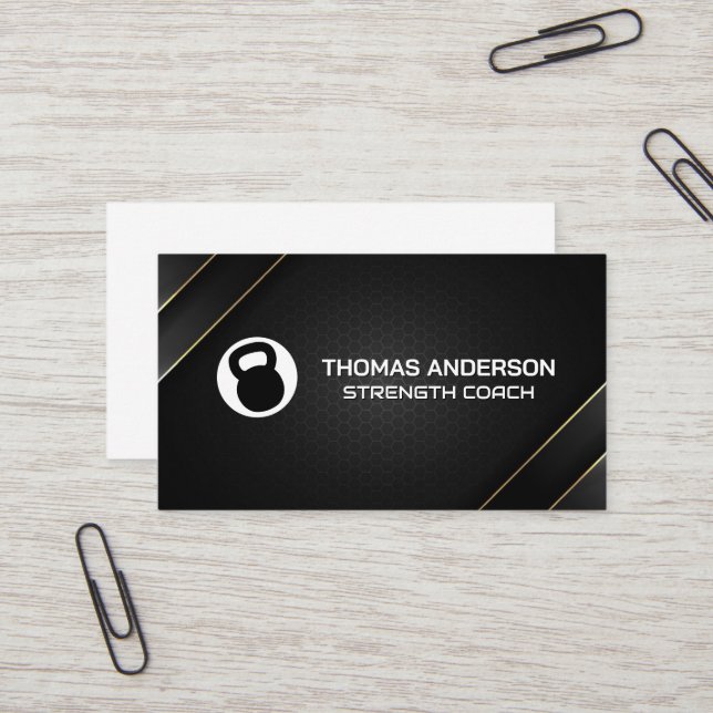 Kettle Bell Logo | Health Fitness Trainer Business Card (Front/Back In Situ)