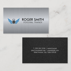 Kettle Bell Metal Background Business Card