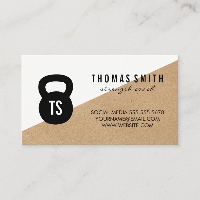 Kettle Bell Personal Trainer | Monogram Business Card (Front)