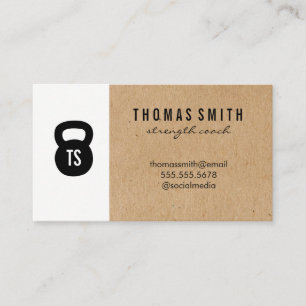 Kettle Bell Personal Trainer Natural Colour Block Business Card