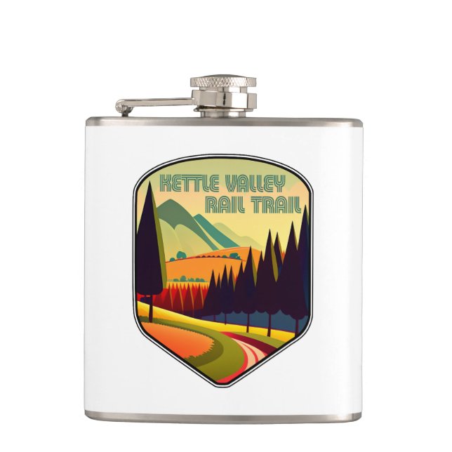 Kettle Valley Rail Trail British Columbia Colours Hip Flask (Front)