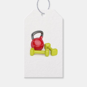 Kettlebell and dumbbells gift tags