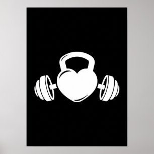 Kettlebell Barbell Love - Gym Workout Motivational Poster