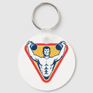 Kettlebell Exercise Weight Training Retro Key Ring