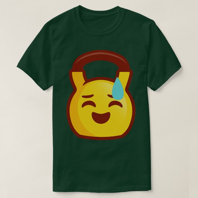 Kettlebell Hard Work Emoji T-Shirt (Design Front)