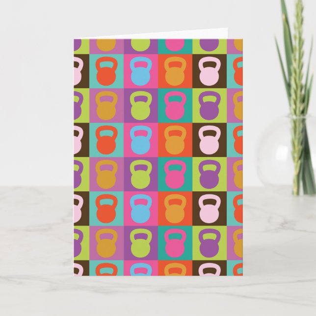 Kettlebell Retro Pattern - Card (Front)