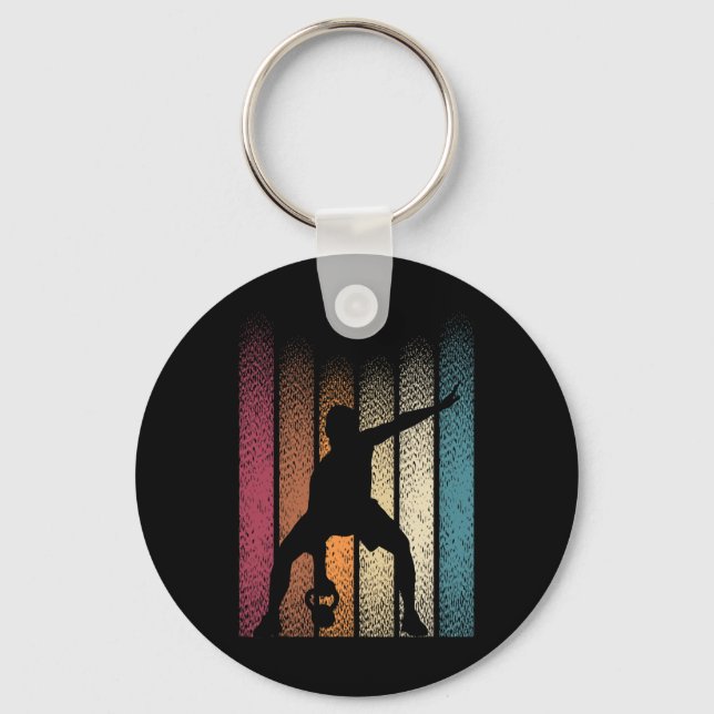 Kettlebell Retro Workout Powerlifting Bodybuilder  Key Ring (Front)