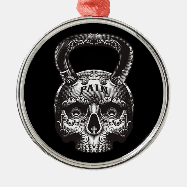 Kettlebell Skull - Gym Workout Motivational Metal Tree Decoration (Front)