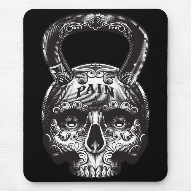 Kettlebell Skull - Gym Workout Motivational Mouse Mat (Front)
