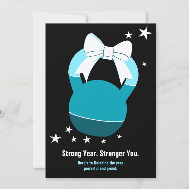 Kettlebell Stronger Year Stronger You Christmas Card (Front)