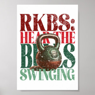 Kettlebell Swings Fun Christmas Version Fitness Poster