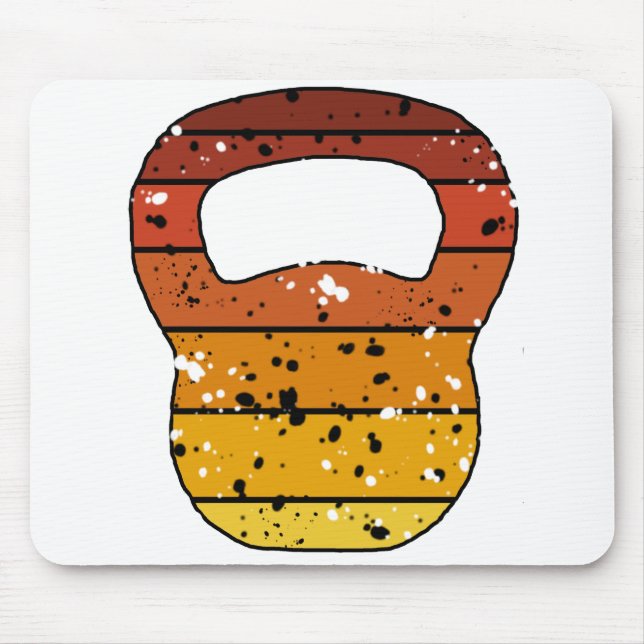 Kettlebell Vintage Retro Distressed Orange Mouse Mat (Front)
