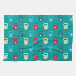 Kettlebell With A Cute Snowflake Tea Towel