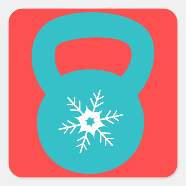 Kettlebell Workout With A Snowflake Square Sticker (Front)