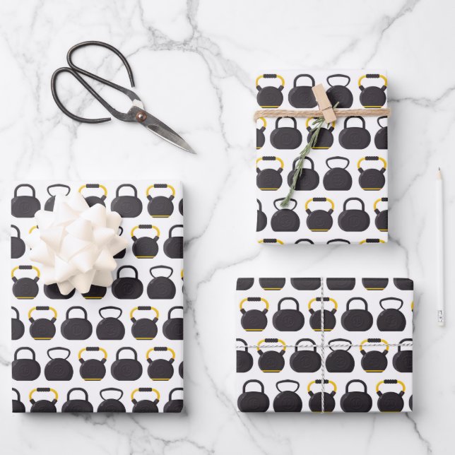 Kettlebell Wrapping Paper, Fitness Gift Wrap (Front)
