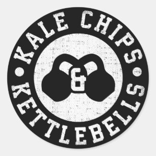 Kettlebells and Kale Chips - Funny Novelty Workout Classic Round Sticker