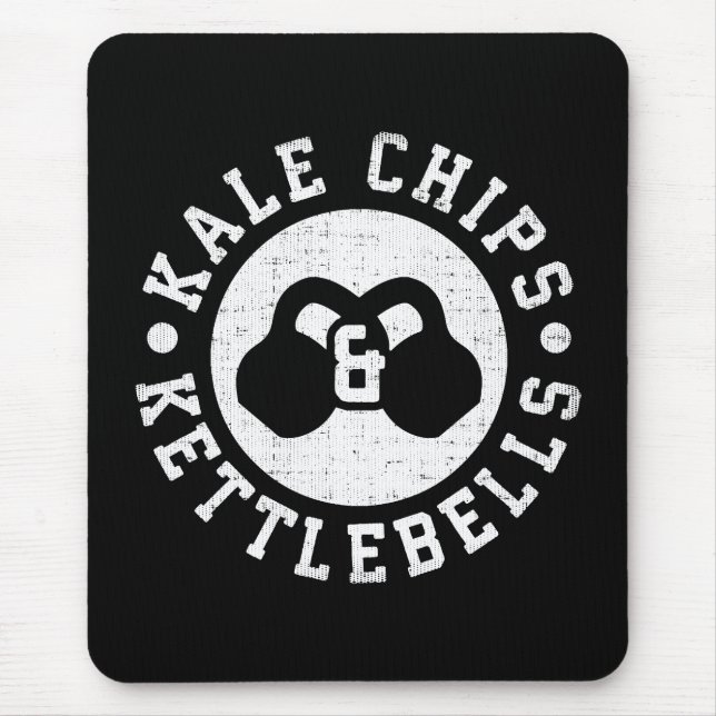 Kettlebells and Kale Chips - Funny Novelty Workout Mouse Mat (Front)