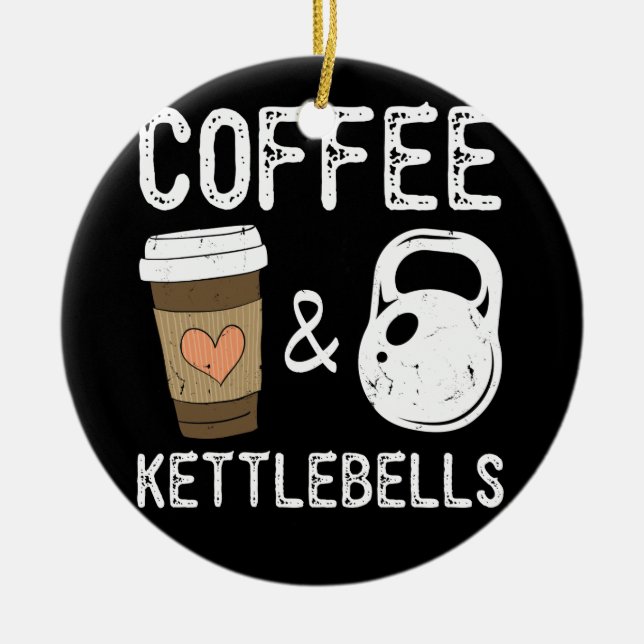 Kettlebells Coffee HIIT Fitness Workout Gym Ceramic Tree Decoration (Front)