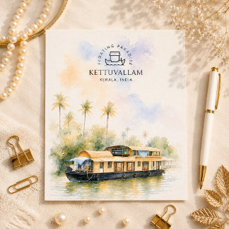 Kettuvallam - Kerala India | Abstract Watercolor Holiday Postcard