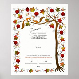 Ketubah with Tree of Life in Fall,170926 Poster