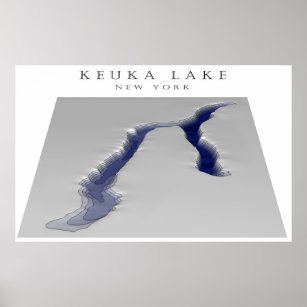 Keuka Lake 3d map Poster