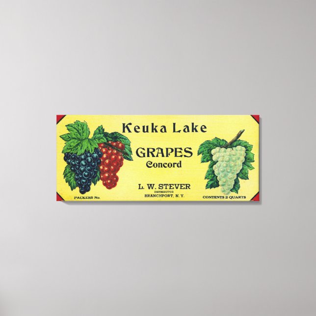 Keuka Lake Concord Grapes Label Canvas Print (Front)
