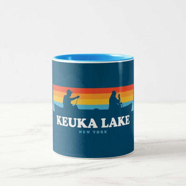 Keuka Lake New York Canoe Two-Tone Coffee Mug (Center)