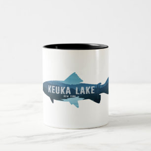 Keuka Lake New York Fish Two-Tone Coffee Mug