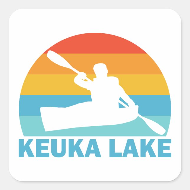 Keuka Lake New York Kayak Square Sticker (Front)