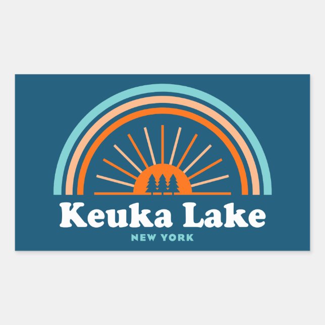 Keuka Lake New York Rainbow Rectangular Sticker (Front)