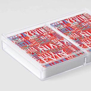 Kevin Custom Name Repeated Modern Reddish Colour Playing Cards