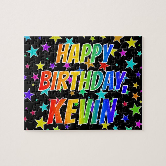 "KEVIN" First Name, Fun "HAPPY BIRTHDAY" Jigsaw Puzzle (Horizontal)